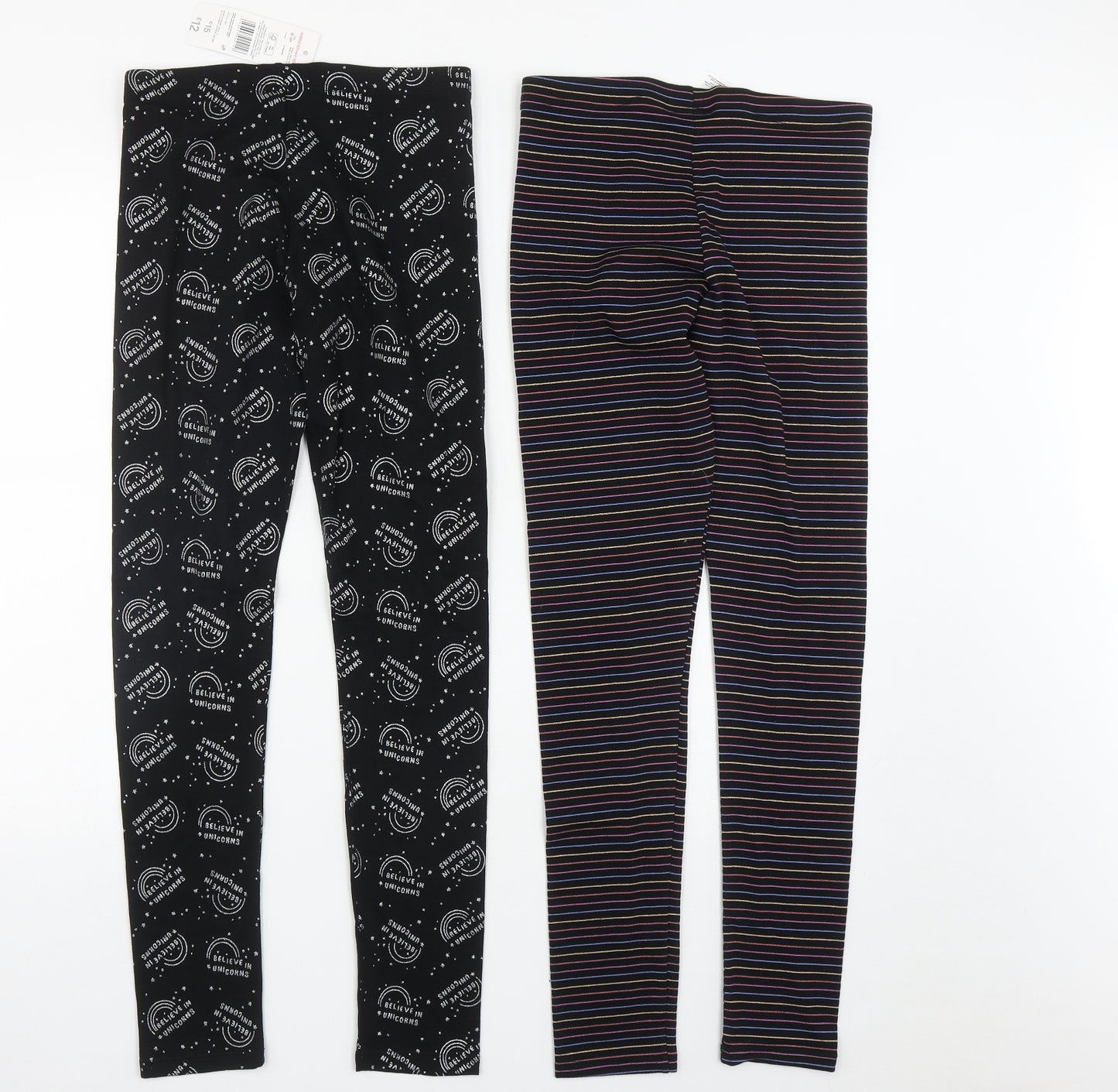 George Girls Multicoloured Geometric Cotton Dress Pants Trousers Size 12-13 Years  Regular  - Pack of 2