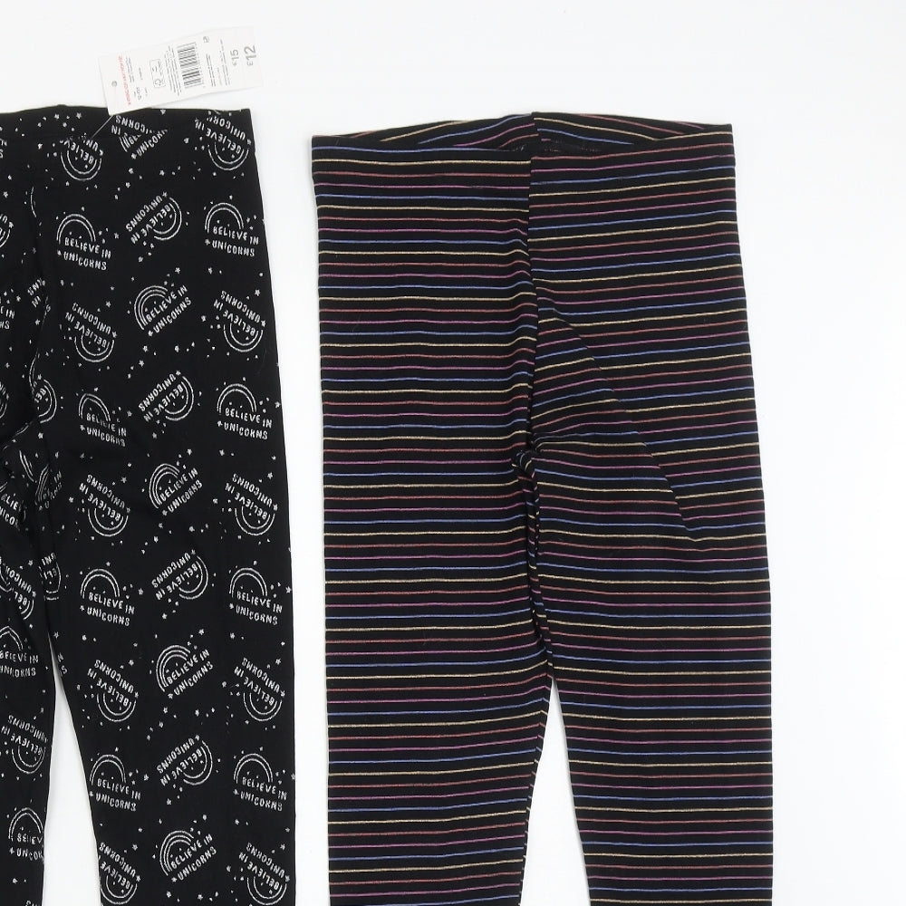 George Girls Multicoloured Geometric Cotton Dress Pants Trousers Size 12-13 Years  Regular  - Pack of 2