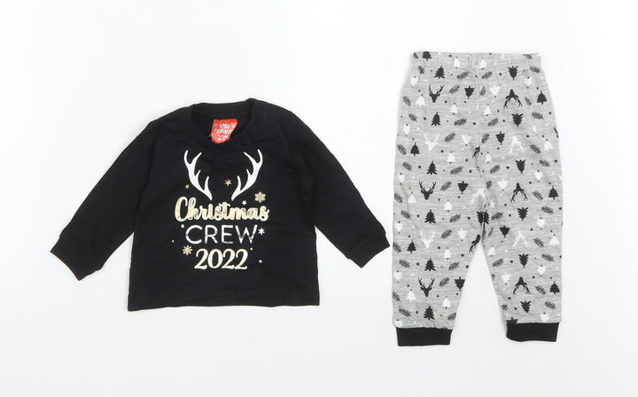 B&M Baby Black  Cotton Trousers Outfit/Set Size 6-9 Months   - Christmas Pyjama set