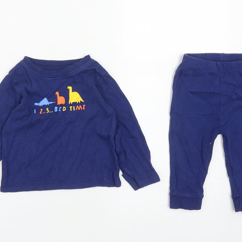 George Boys Blue Solid Cotton Capri Lounge Set Size 6-9 Months   - Dinasour Print