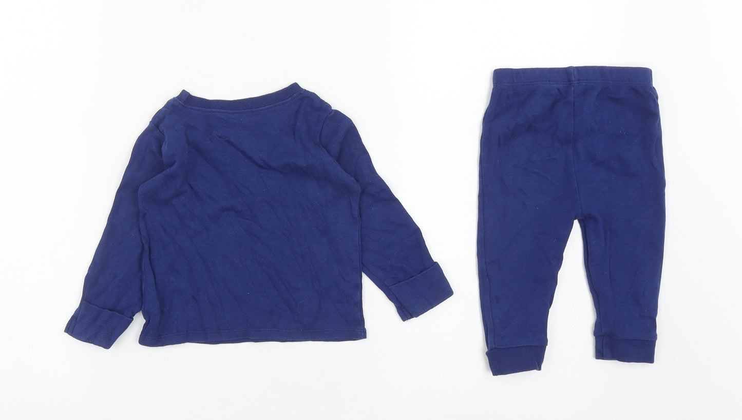 George Boys Blue Solid Cotton Capri Lounge Set Size 6-9 Months   - Dinasour Print