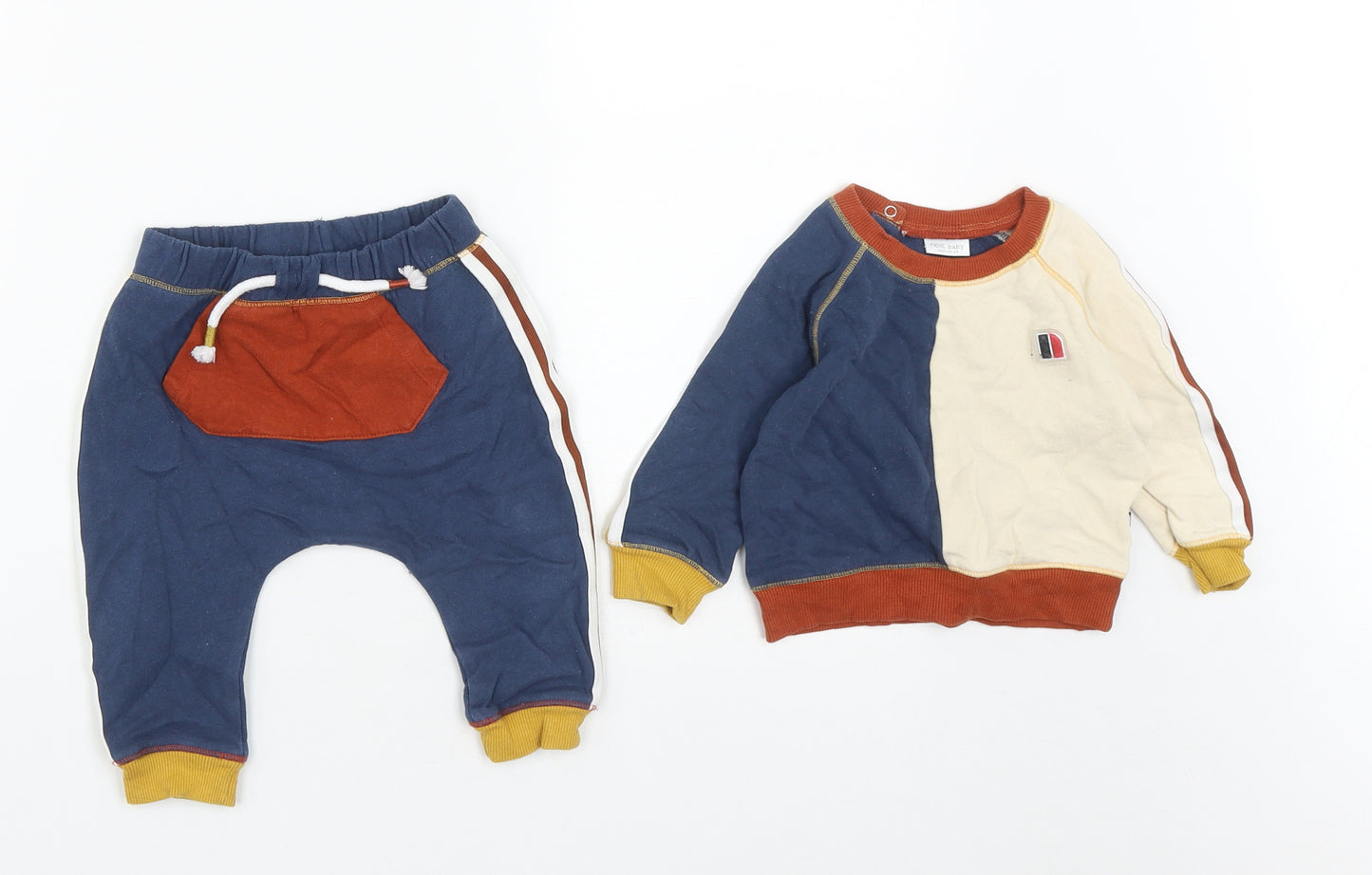 NEXT Boys Multicoloured  Cotton Trousers Set Outfit/Set Size 6-9 Months  Drawstring