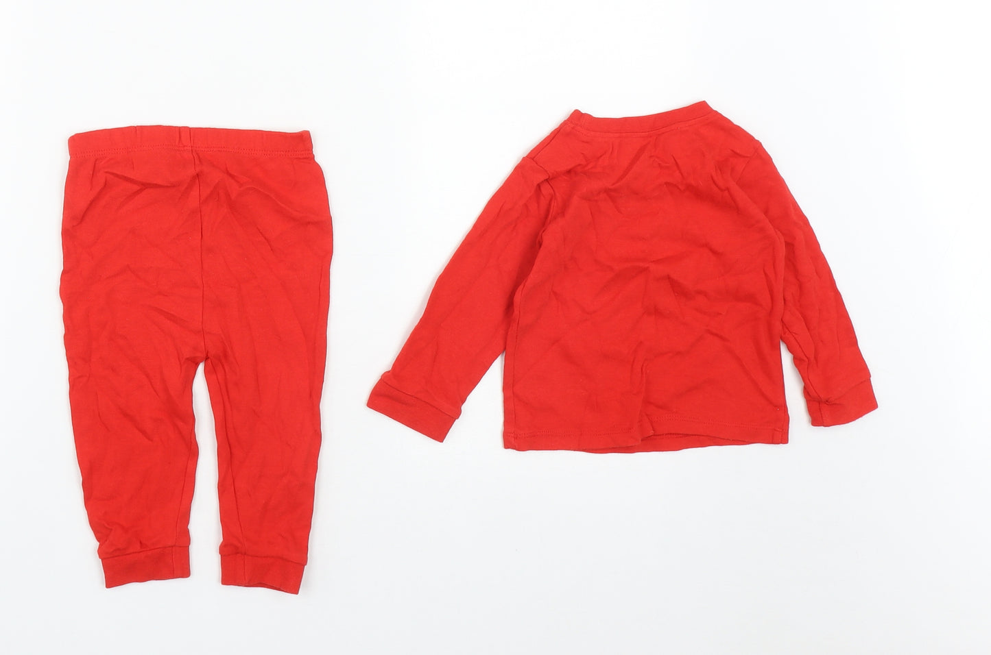 George Girls Red Solid Cotton Capri Pyjama Pants Size 9-12 Months   - Mickey Mouse Christmas