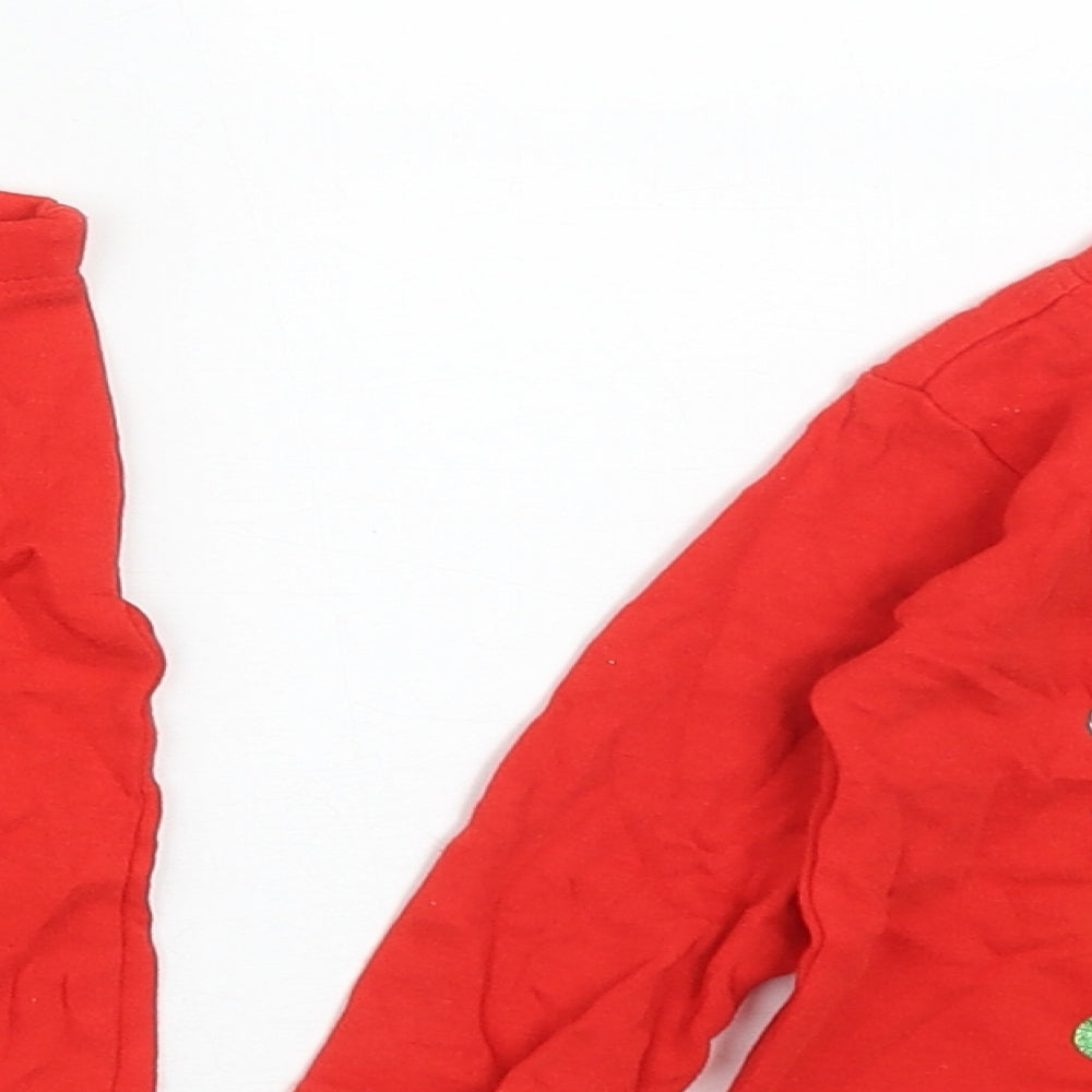 George Girls Red Solid Cotton Capri Pyjama Pants Size 9-12 Months   - Mickey Mouse Christmas