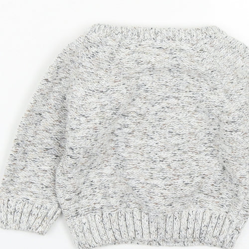 NEXT Baby Beige  Cotton Pullover Jumper Size 6-9 Months  Button - Christmas Rudolph