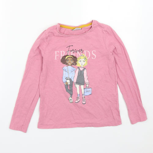 Matalan Girls Pink  Cotton Basic T-Shirt Size 9 Years Round Neck  - Forever Friends