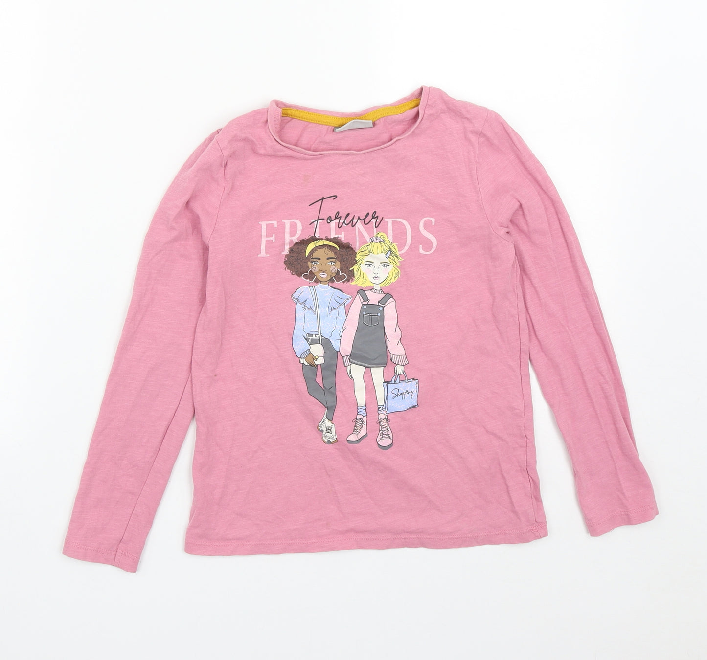 Matalan Girls Pink  Cotton Basic T-Shirt Size 9 Years Round Neck  - Forever Friends