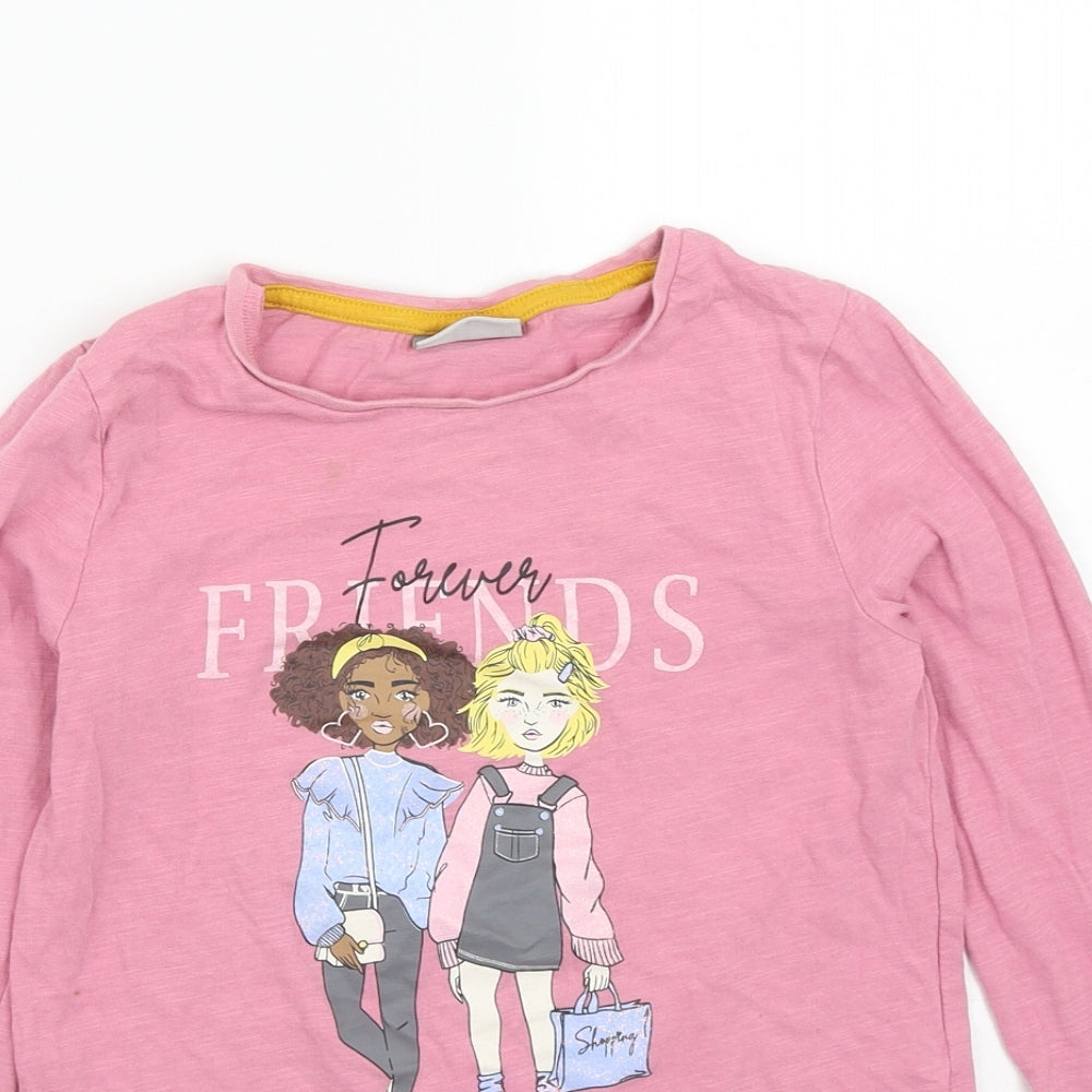 Matalan Girls Pink  Cotton Basic T-Shirt Size 9 Years Round Neck  - Forever Friends