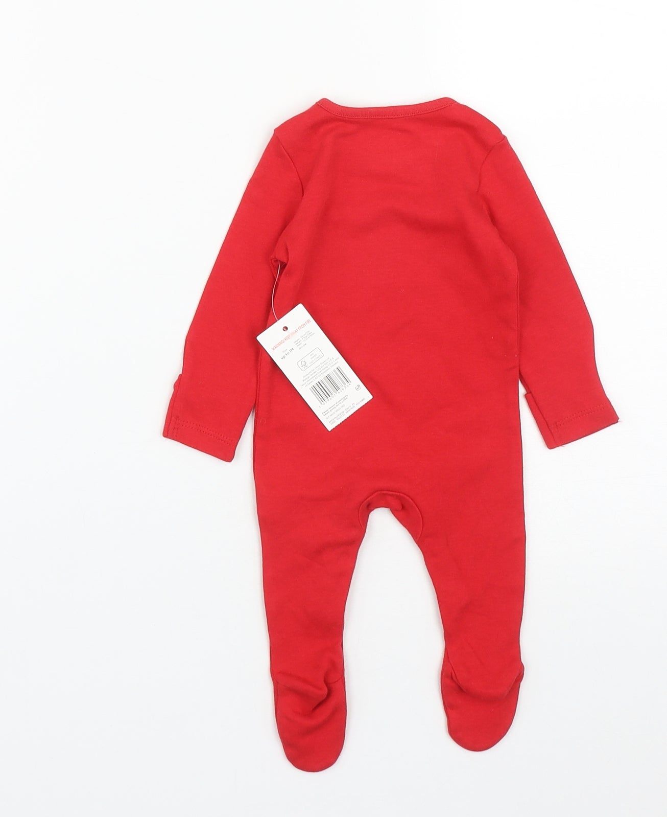 F&F Baby Red  Cotton Babygrow One-Piece Size 0-3 Months  Snap - MY FIRST CHRISTMAS