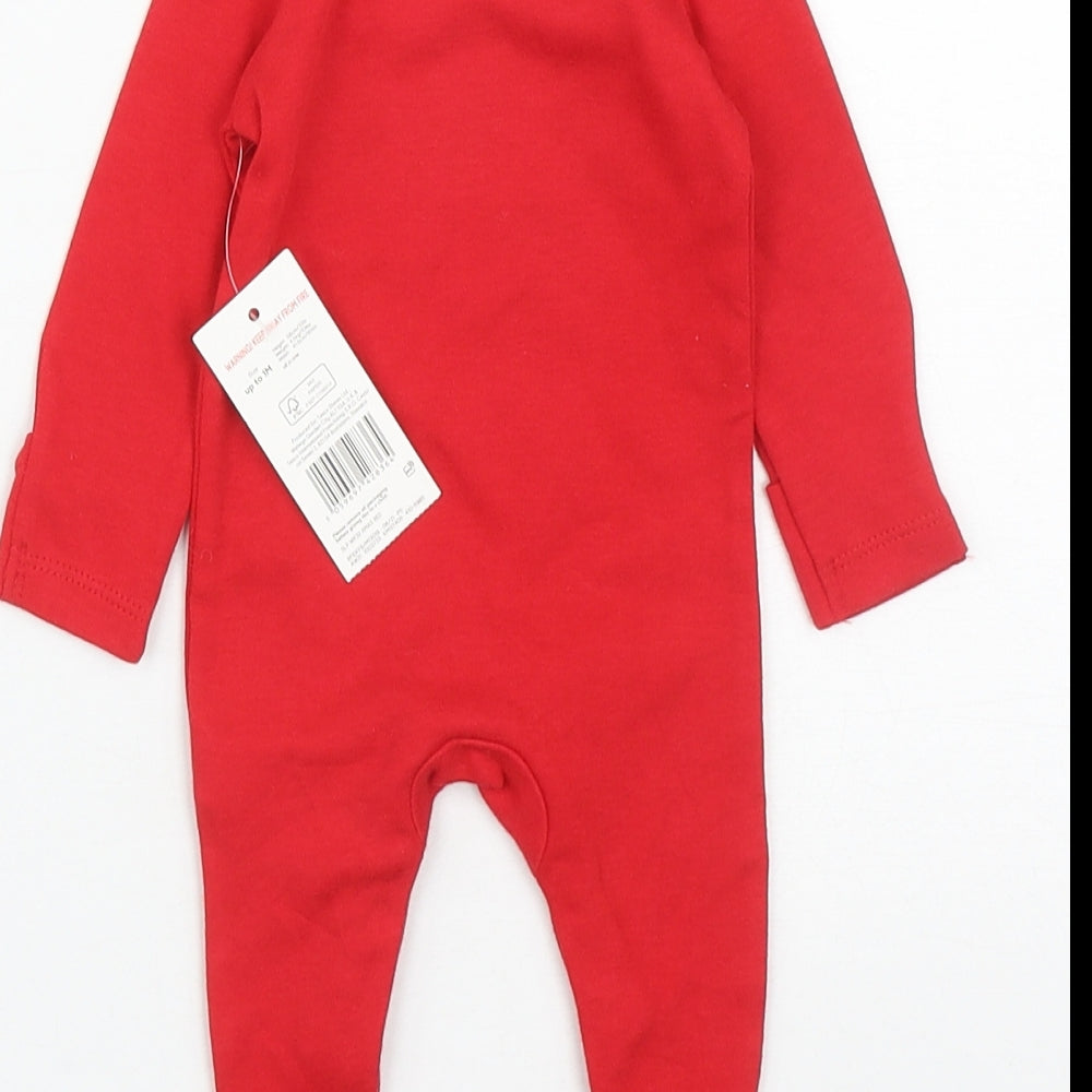 F&F Baby Red  Cotton Babygrow One-Piece Size 0-3 Months  Snap - MY FIRST CHRISTMAS