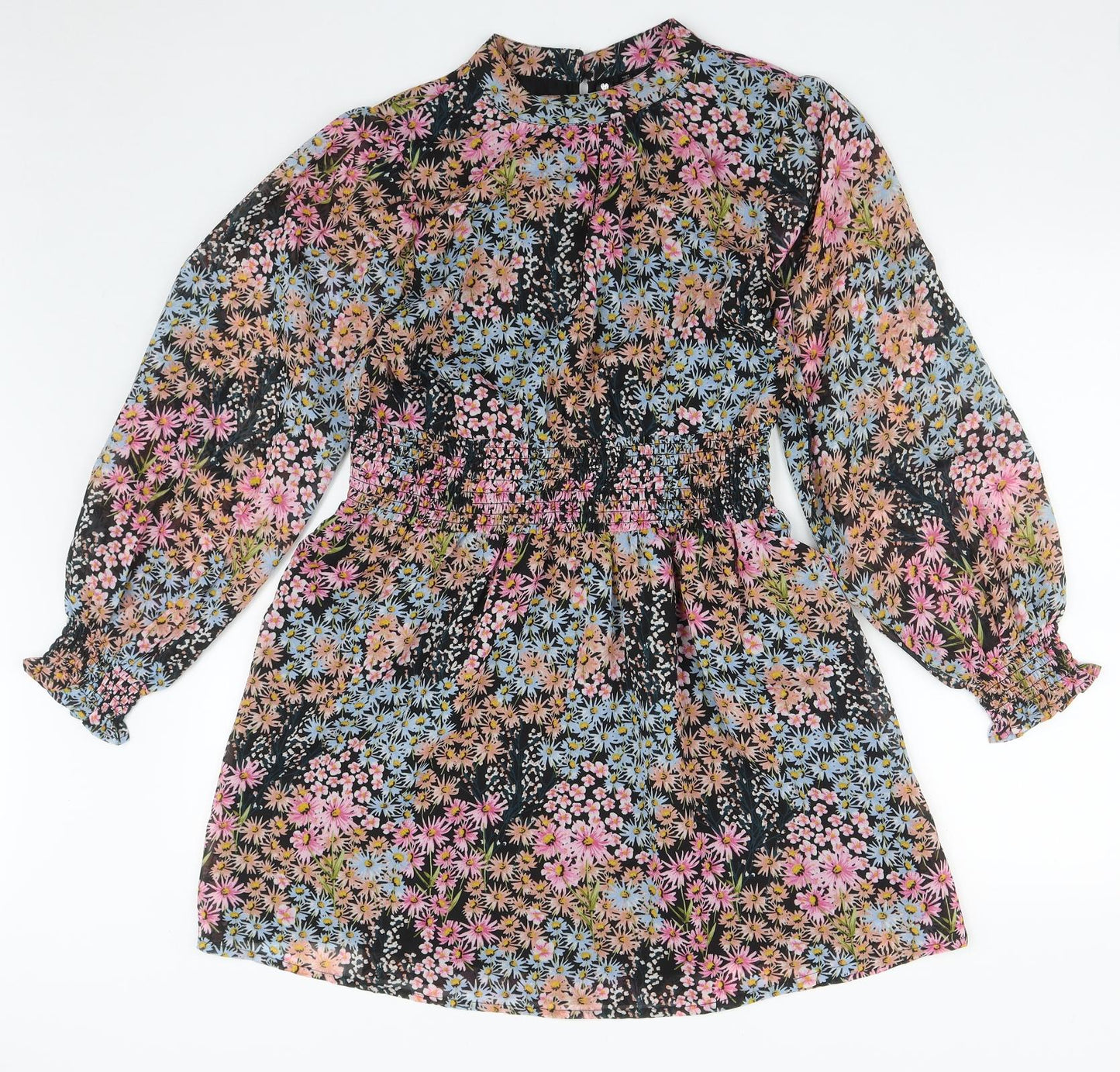 Infulence Womens Multicoloured Floral Polyester Fit & Flare  Size 12  Round Neck Button