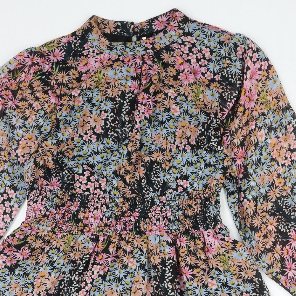 Infulence Womens Multicoloured Floral Polyester Fit & Flare  Size 12  Round Neck Button