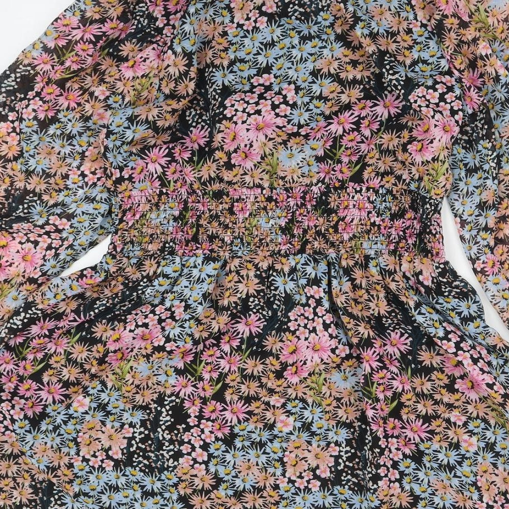 Infulence Womens Multicoloured Floral Polyester Fit & Flare  Size 12  Round Neck Button