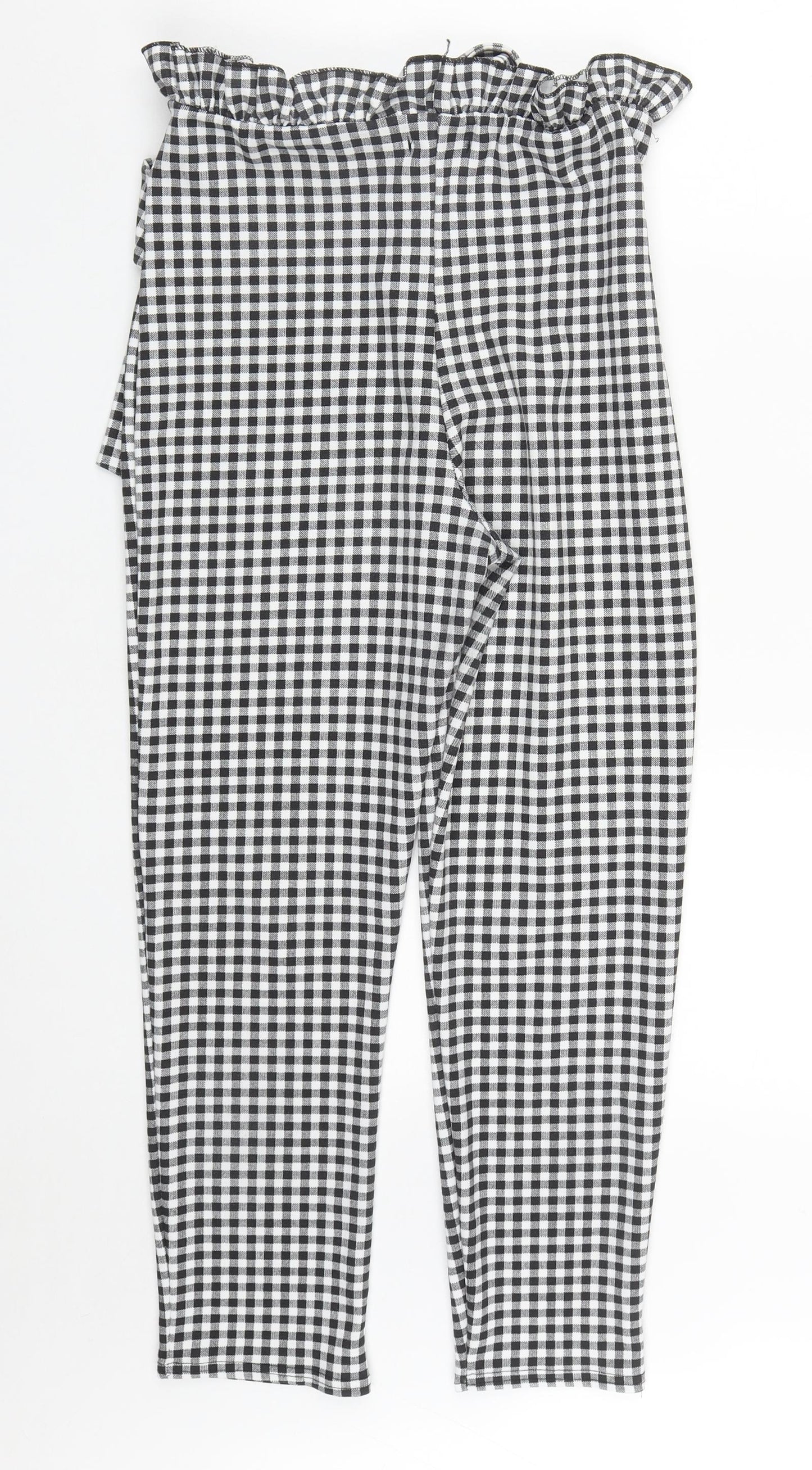 PRETTYLITTLETHING Womens Multicoloured Check Polyester Trousers  Size 12 L27 in Regular