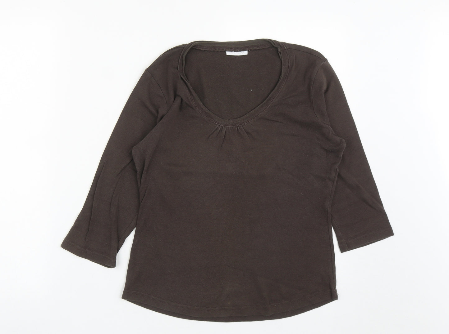 Matalan Womens Brown  Cotton Basic T-Shirt Size 14 Scoop Neck