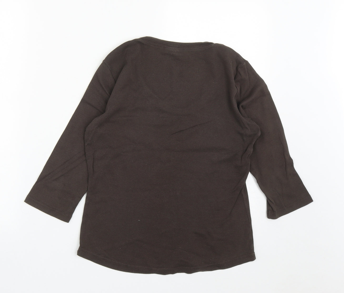 Matalan Womens Brown  Cotton Basic T-Shirt Size 14 Scoop Neck