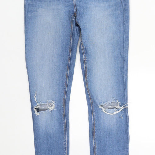 Denim & Co. Womens Blue  Cotton Straight Jeans Size 8 L27 in Regular Zip