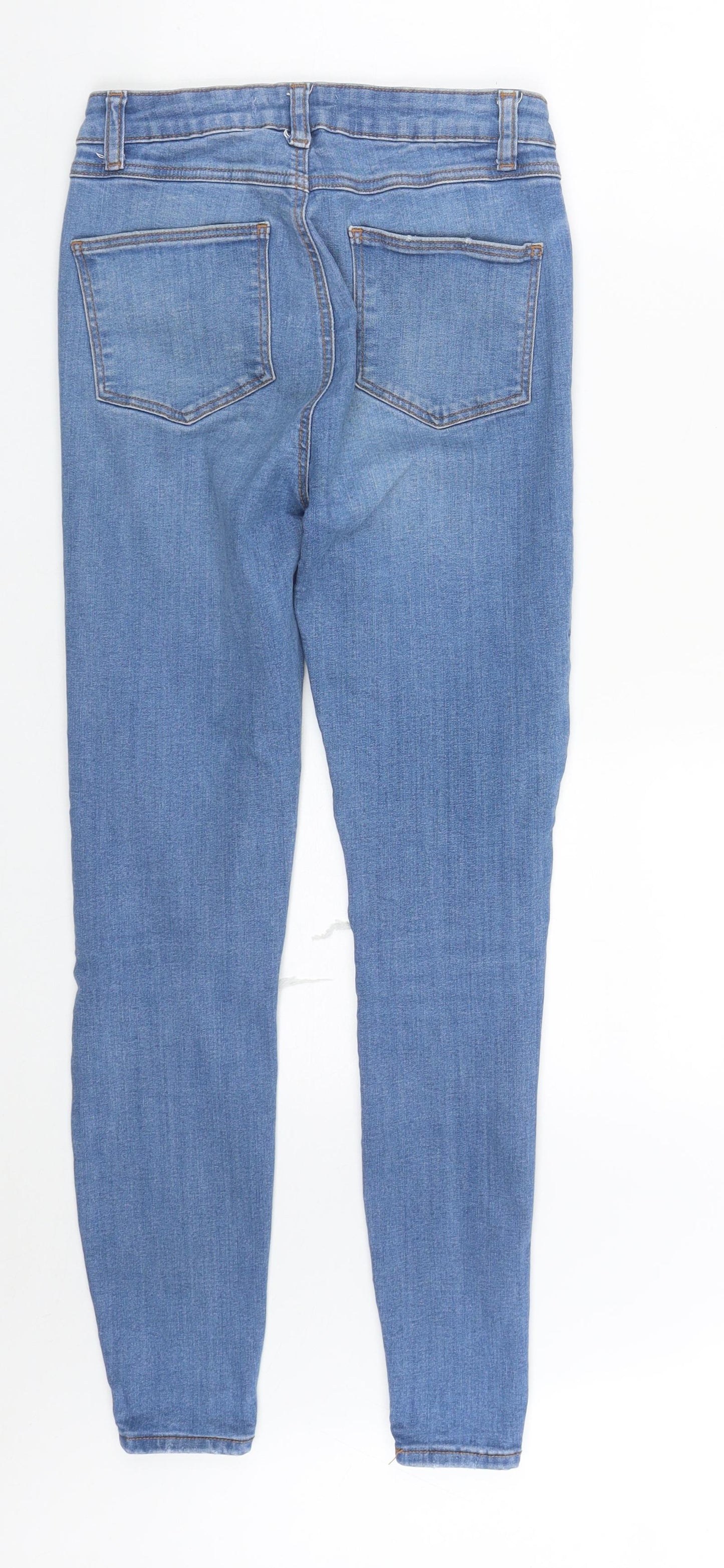 Denim & Co. Womens Blue  Cotton Straight Jeans Size 8 L27 in Regular Zip