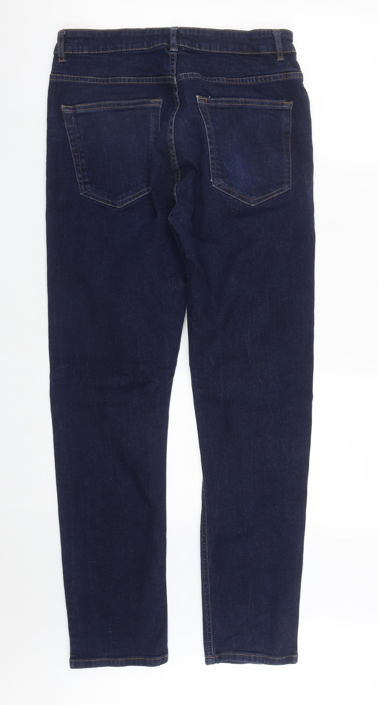 NEXT Mens Blue  Cotton Straight Jeans Size 30 in L31 in Slim Zip