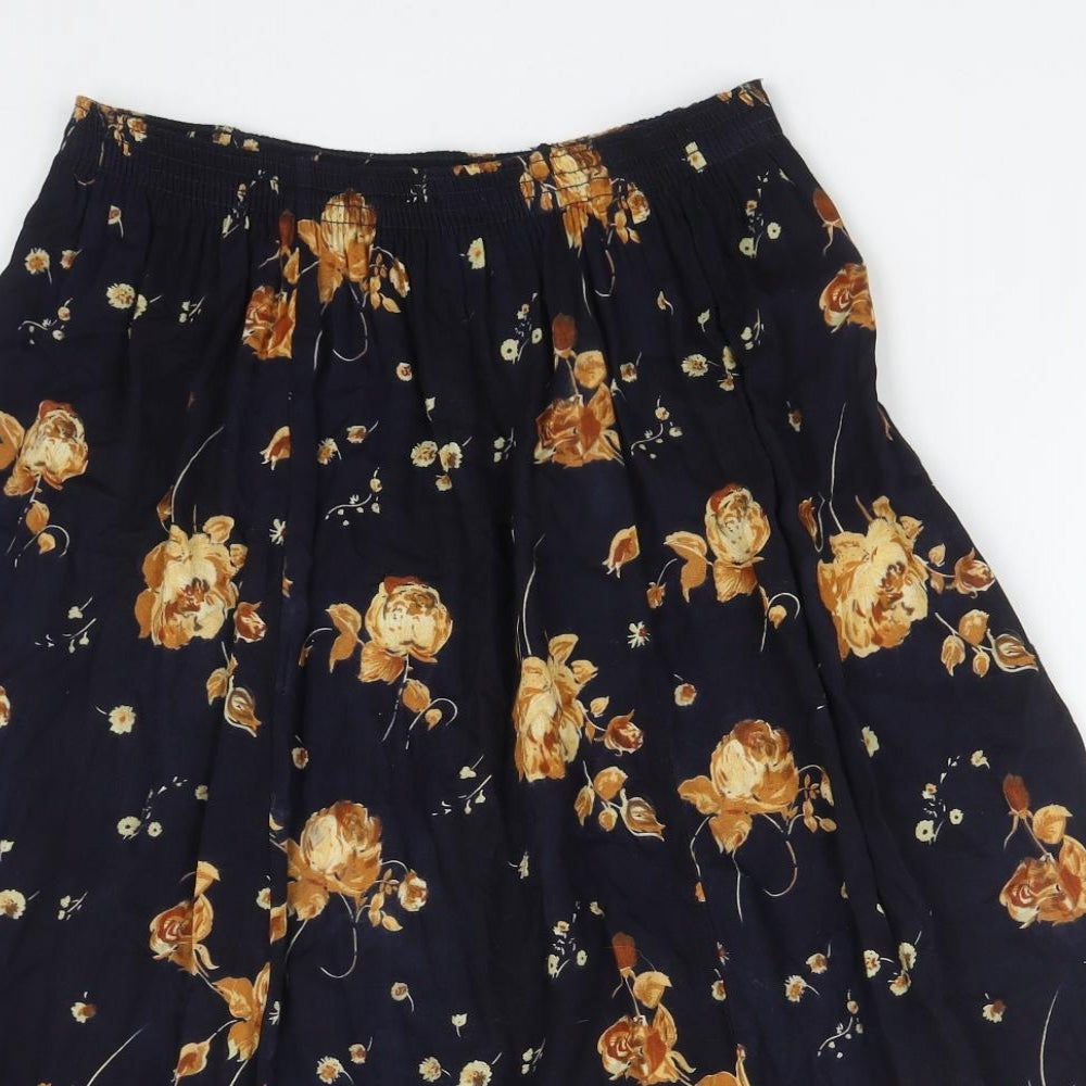 Libaas Womens Blue Floral Viscose Flare Skirt Size L