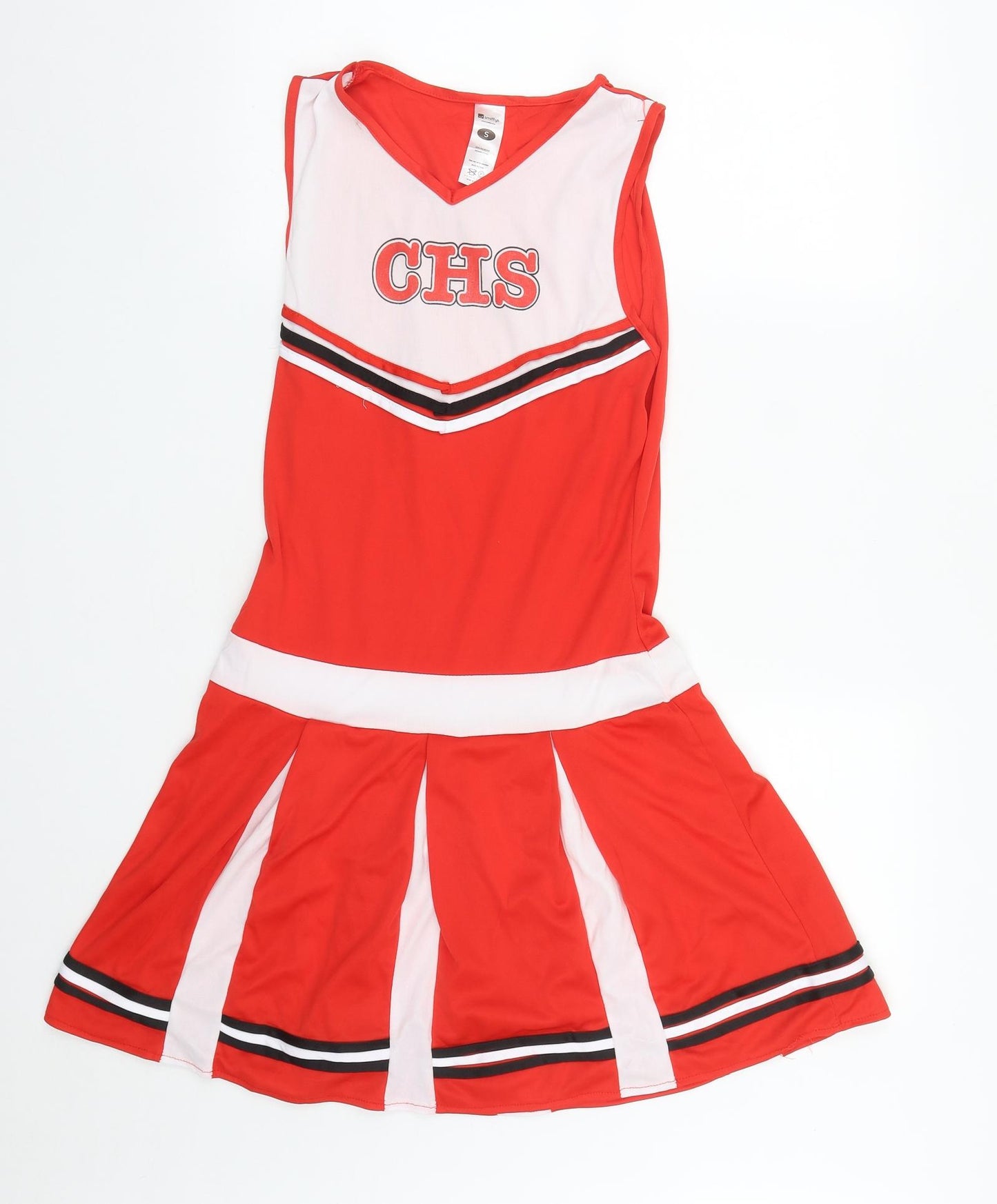 Smiffys Womens Red  Polyester Fit & Flare  Size S  V-Neck  - Cheerleader Squad Costume