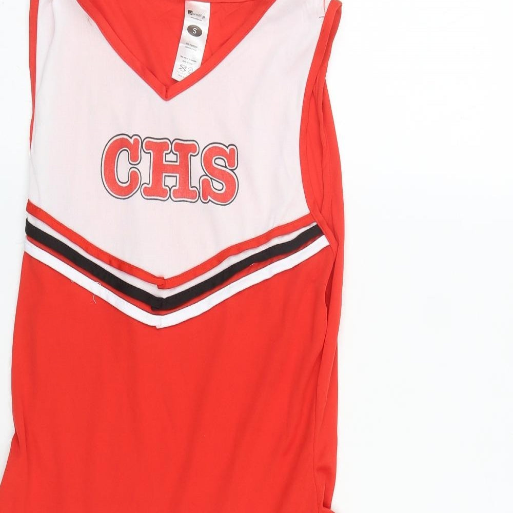 Smiffys Womens Red  Polyester Fit & Flare  Size S  V-Neck  - Cheerleader Squad Costume