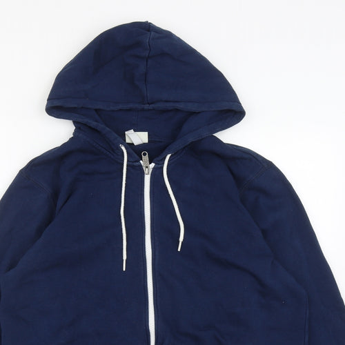 Adidas Neo Mens Blue  Cotton Full Zip Hoodie Size L
