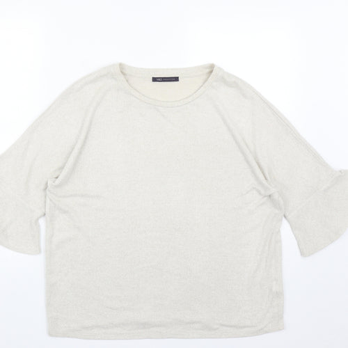 Marks and Spencer Womens Beige Round Neck  Viscose Pullover Jumper Size 14