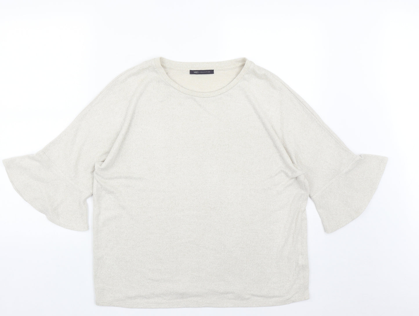 Marks and Spencer Womens Beige Round Neck  Viscose Pullover Jumper Size 14