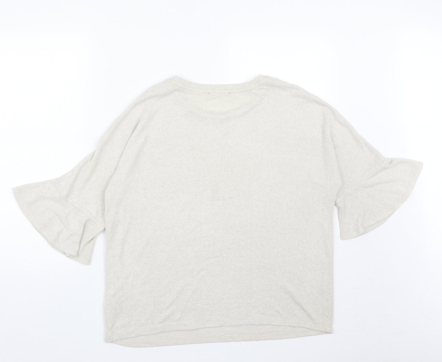 Marks and Spencer Womens Beige Round Neck  Viscose Pullover Jumper Size 14