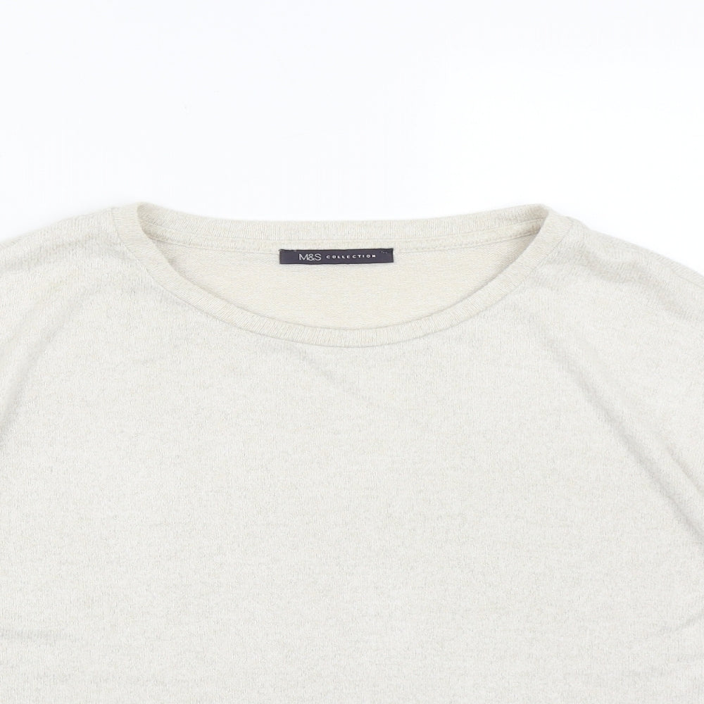 Marks and Spencer Womens Beige Round Neck  Viscose Pullover Jumper Size 14