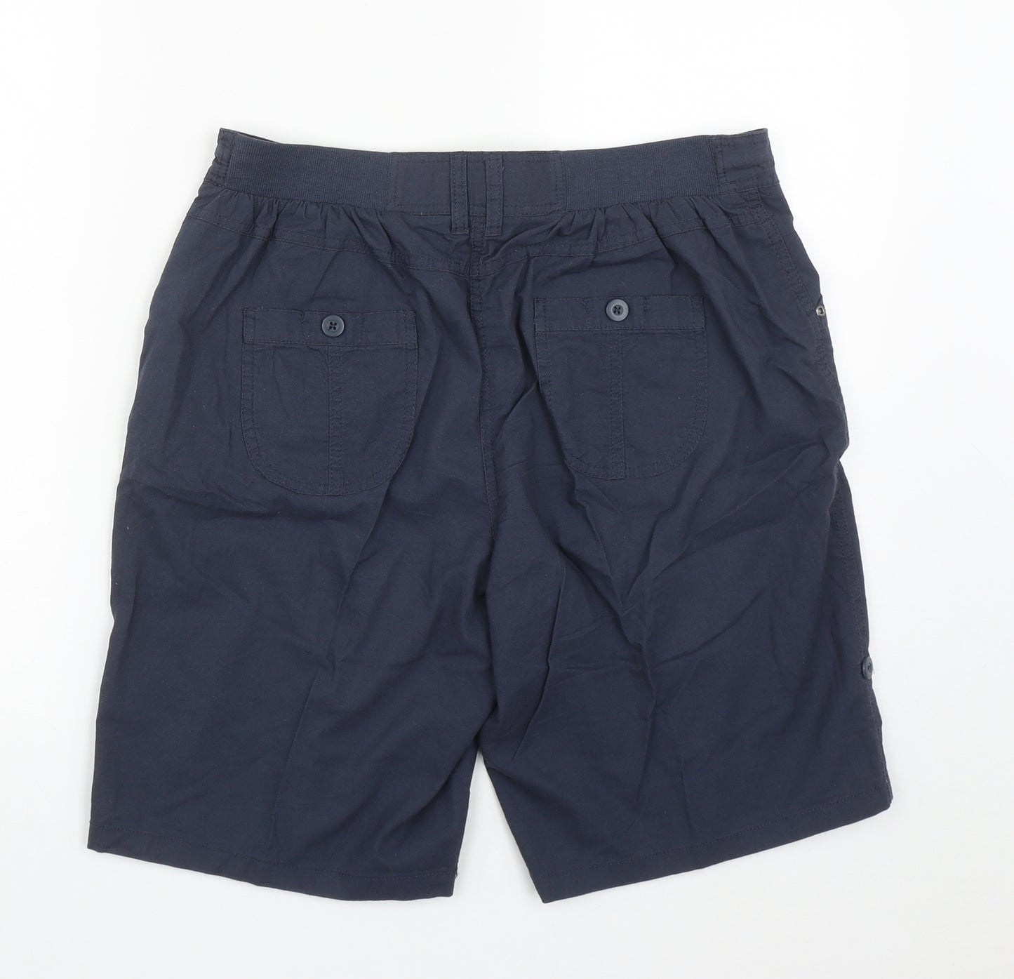 BHS Womens Blue  Cotton Bermuda Shorts Size 14 L9 in Regular Drawstring