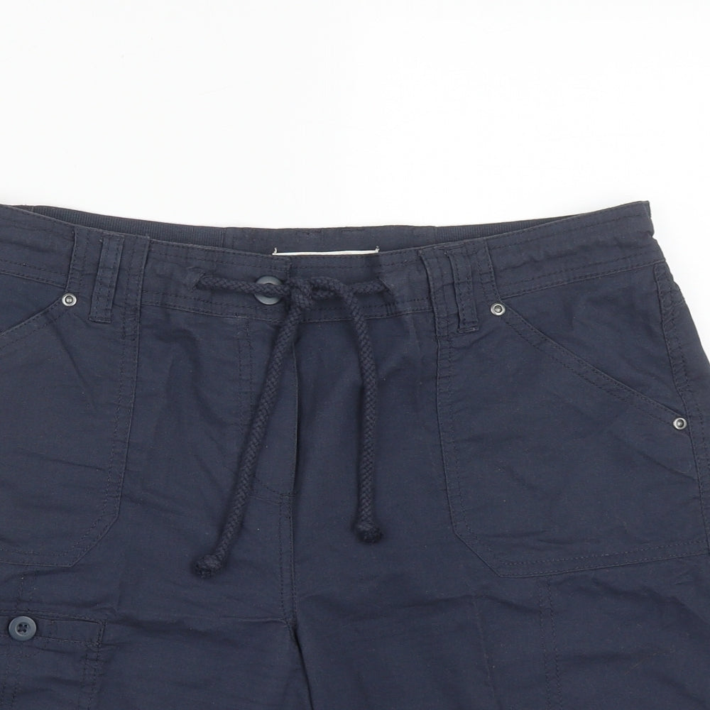 BHS Womens Blue  Cotton Bermuda Shorts Size 14 L9 in Regular Drawstring