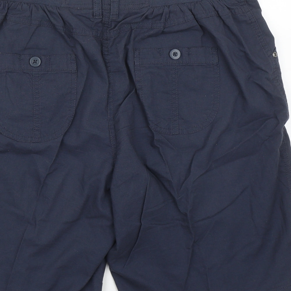 BHS Womens Blue  Cotton Bermuda Shorts Size 14 L9 in Regular Drawstring