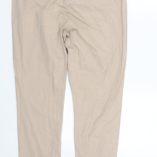 Marks and Spencer Mens Beige  Polyester Chino Trousers Size 34 in L29 in Regular Zip