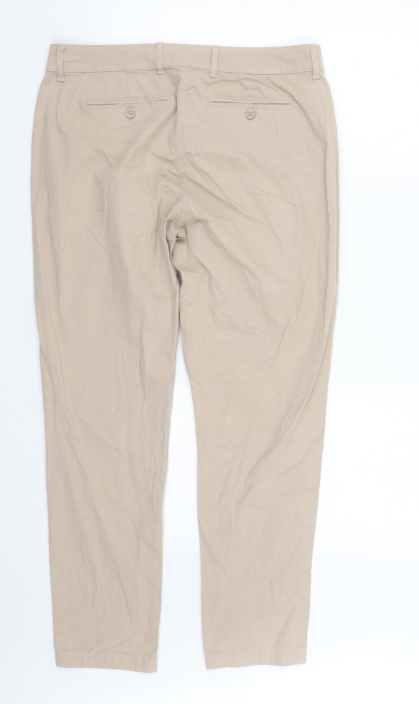 Marks and Spencer Mens Beige  Polyester Chino Trousers Size 34 in L29 in Regular Zip