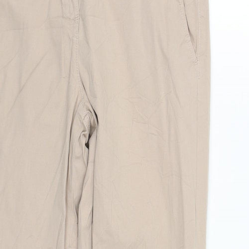 Marks and Spencer Mens Beige  Polyester Chino Trousers Size 34 in L29 in Regular Zip