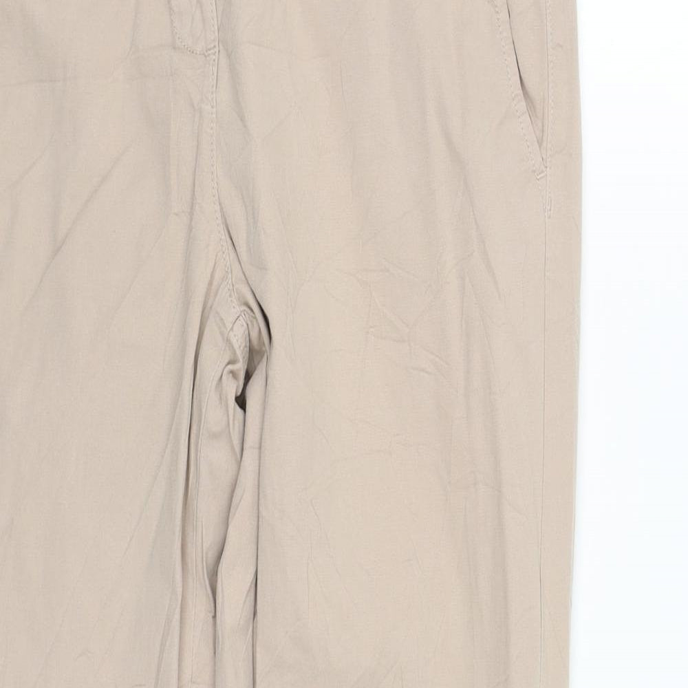 Marks and Spencer Mens Beige  Polyester Chino Trousers Size 34 in L29 in Regular Zip