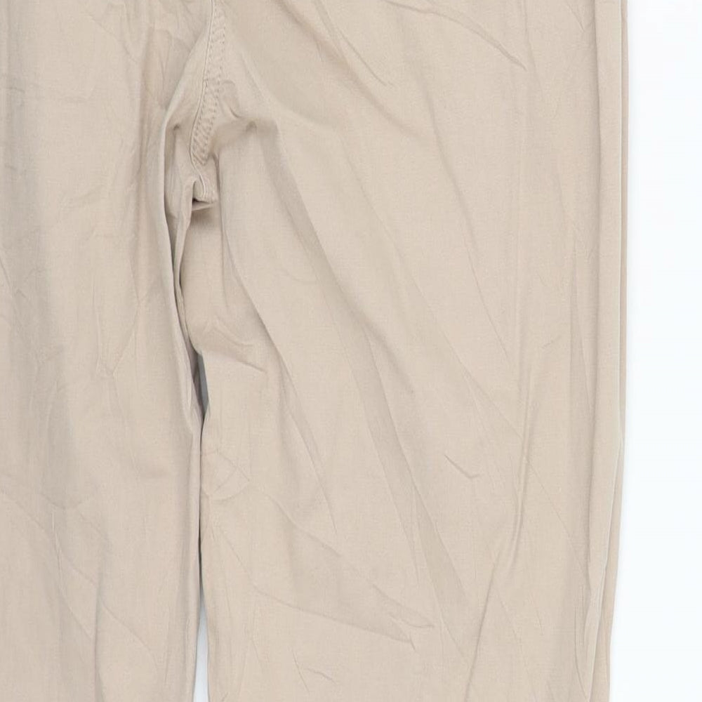 Marks and Spencer Mens Beige  Polyester Chino Trousers Size 34 in L29 in Regular Zip