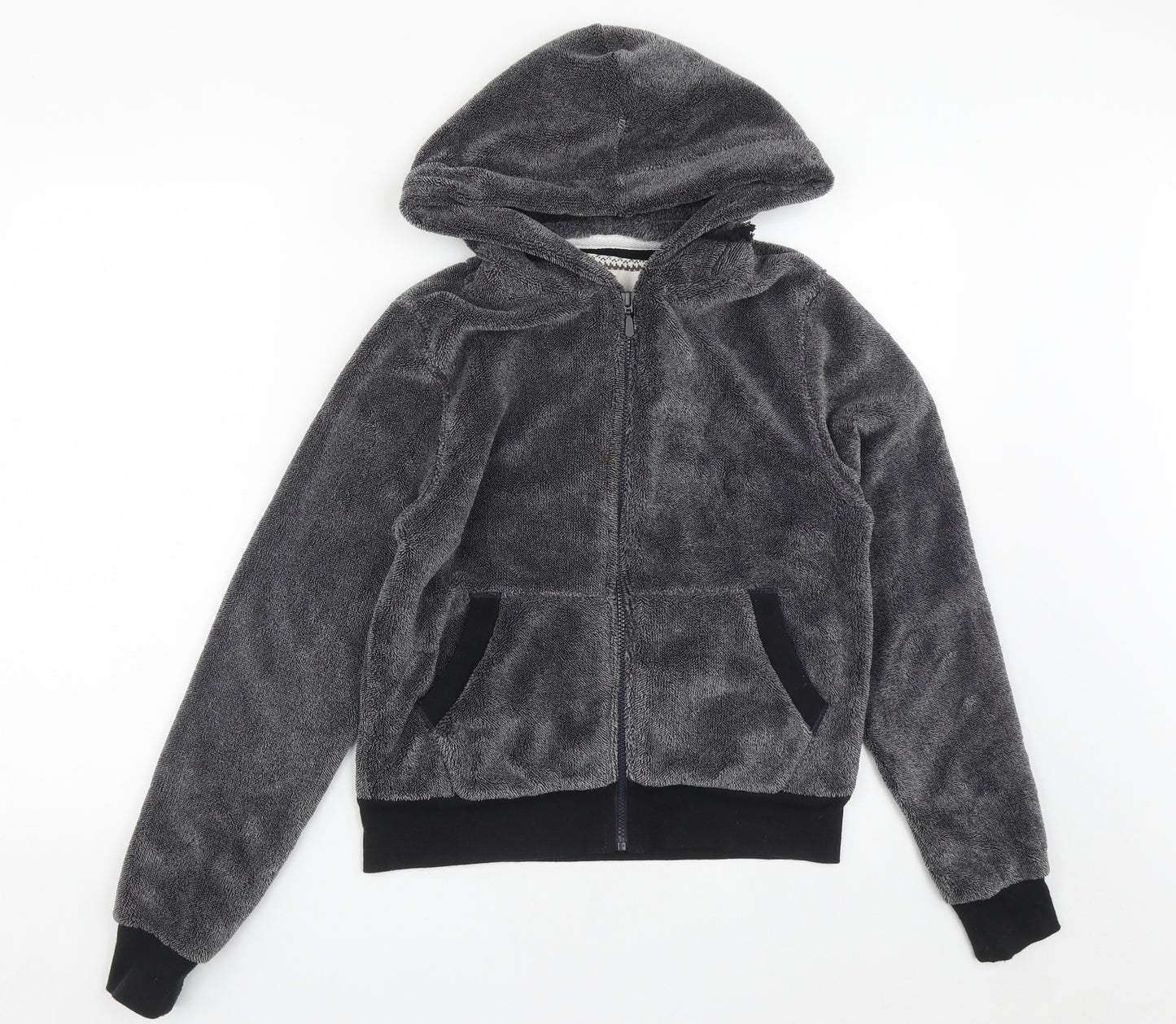 TU Womens Grey  Polyester Full Zip Hoodie Size 12  Zip