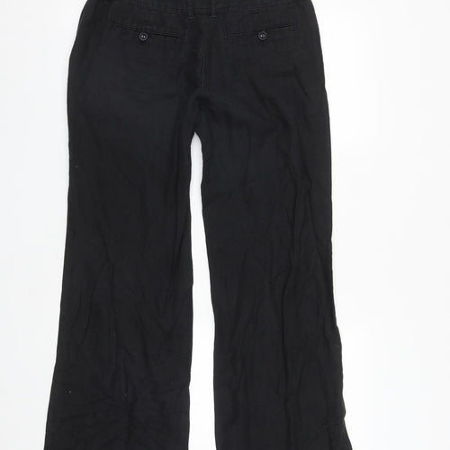 Monsoon Womens Black  Linen Trousers  Size 10 L30 in Regular Zip