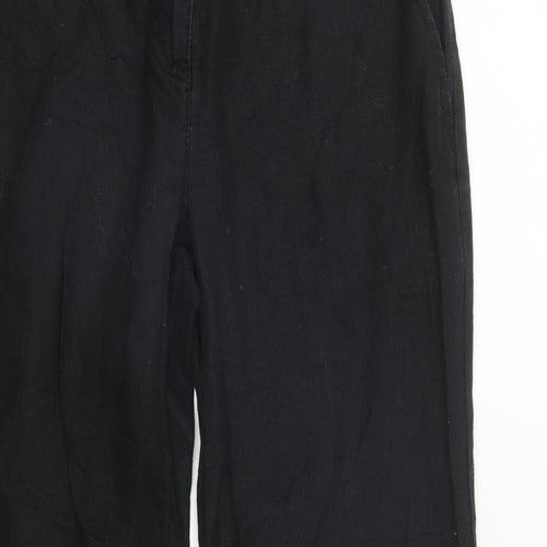 Monsoon Womens Black  Linen Trousers  Size 10 L30 in Regular Zip