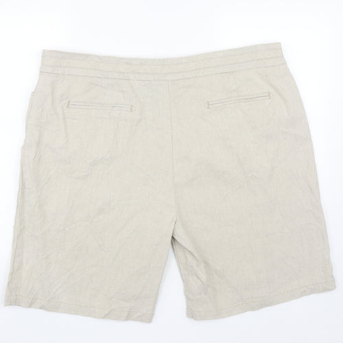Marks and Spencer Womens Beige  Linen Bermuda Shorts Size 22 L10 in Regular Zip