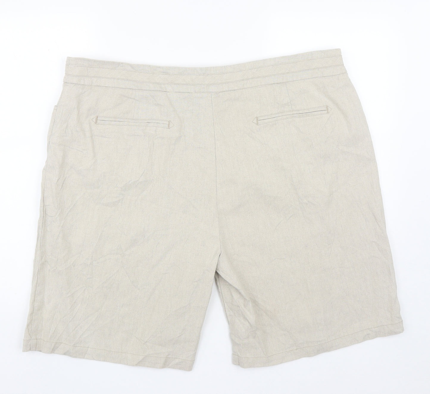 Marks and Spencer Womens Beige  Linen Bermuda Shorts Size 22 L10 in Regular Zip