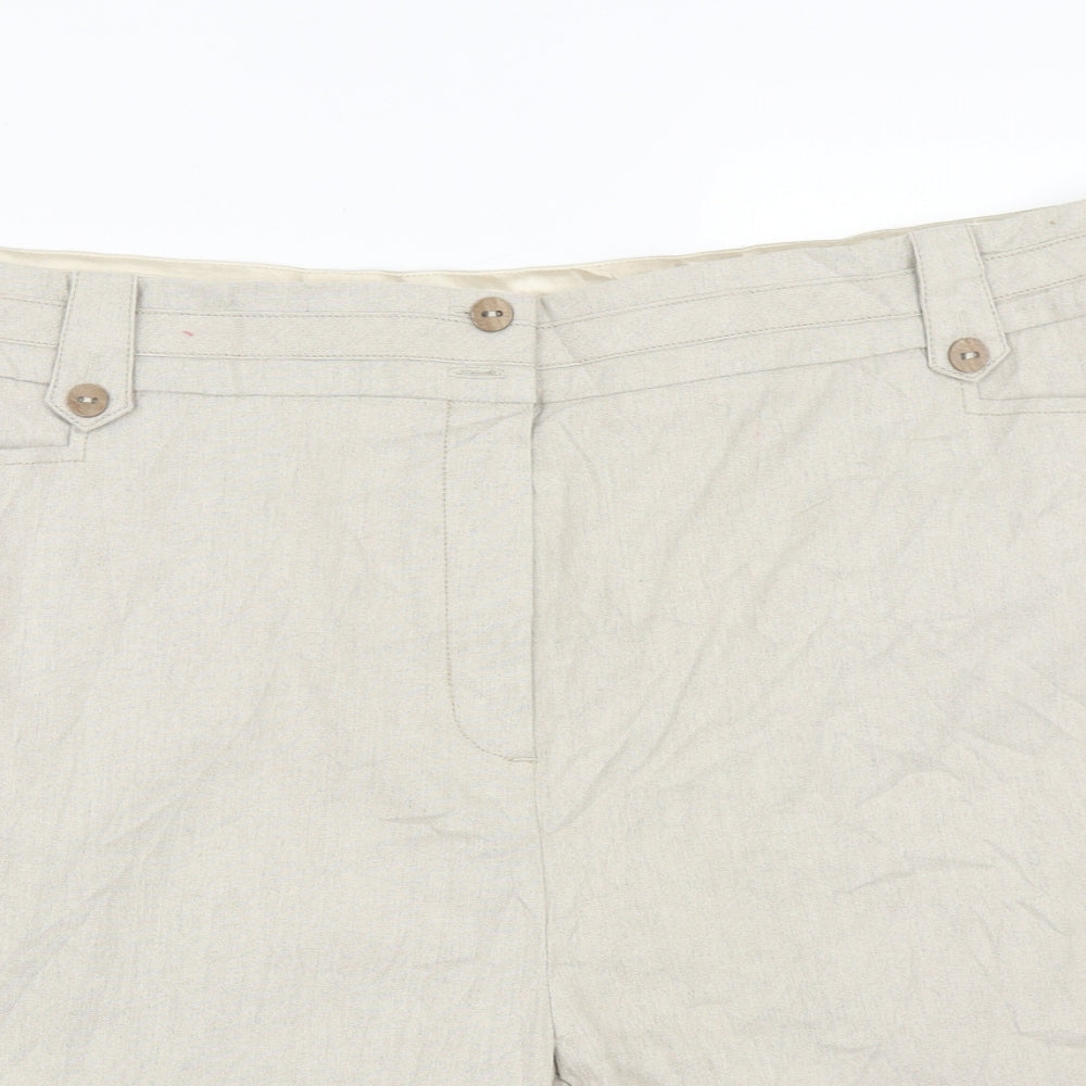 Marks and Spencer Womens Beige  Linen Bermuda Shorts Size 22 L10 in Regular Zip