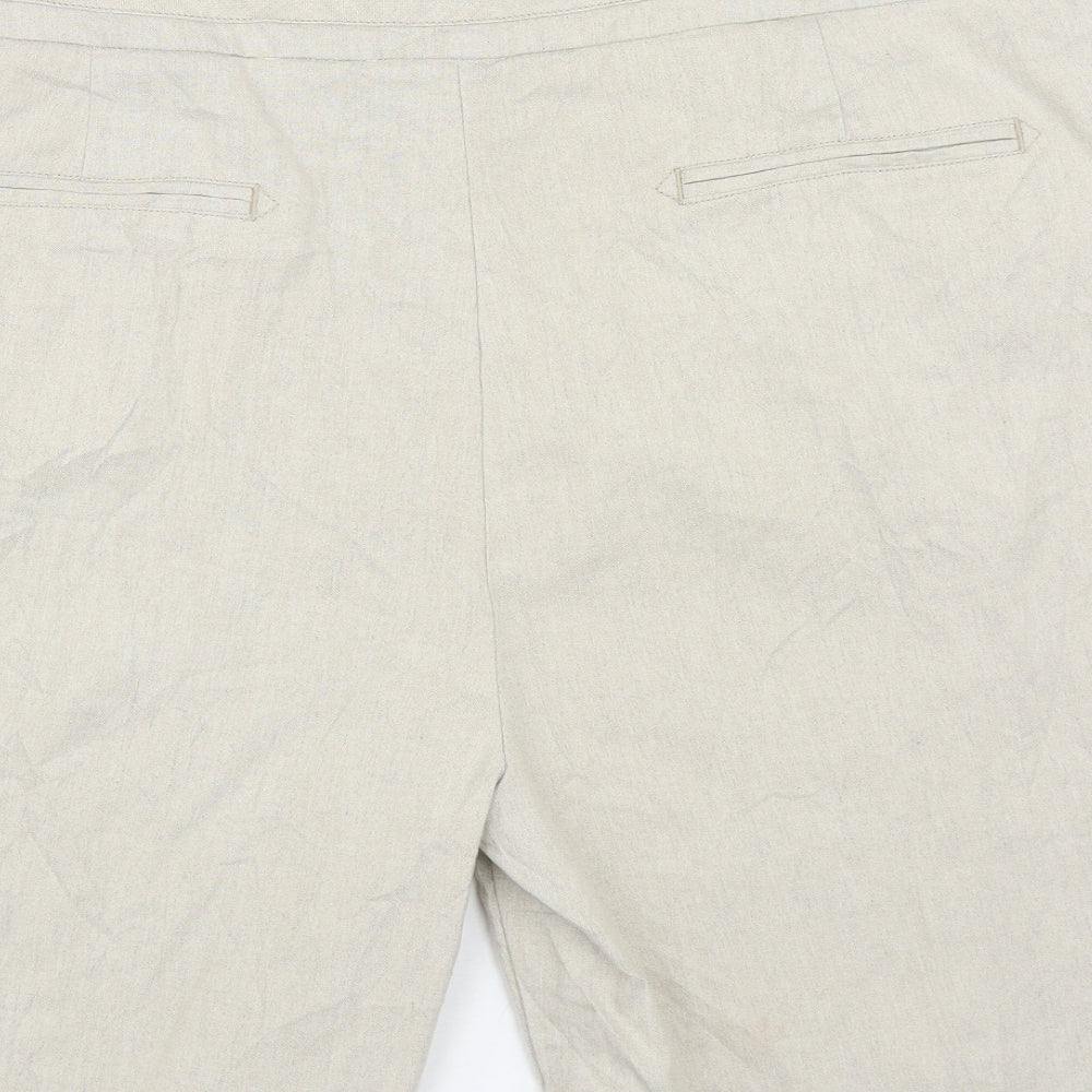 Marks and Spencer Womens Beige  Linen Bermuda Shorts Size 22 L10 in Regular Zip