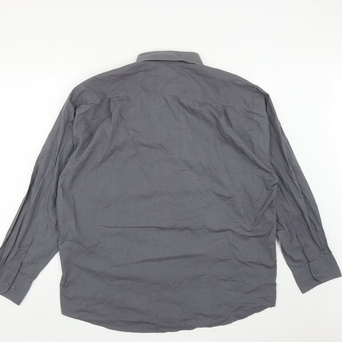 Matalan Mens Grey  Cotton  Button-Up Size 18 Collared Button