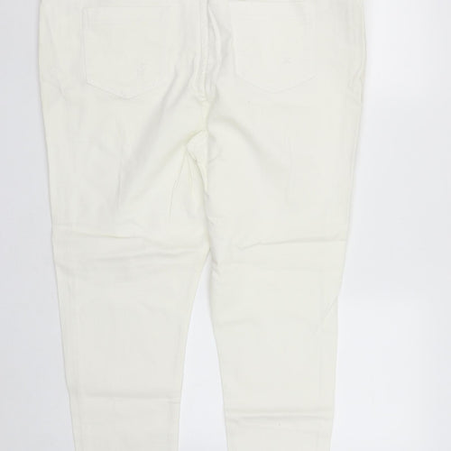 V By Very Womens White  Cotton Straight Jeans Size 22 L27 in Regular Zip