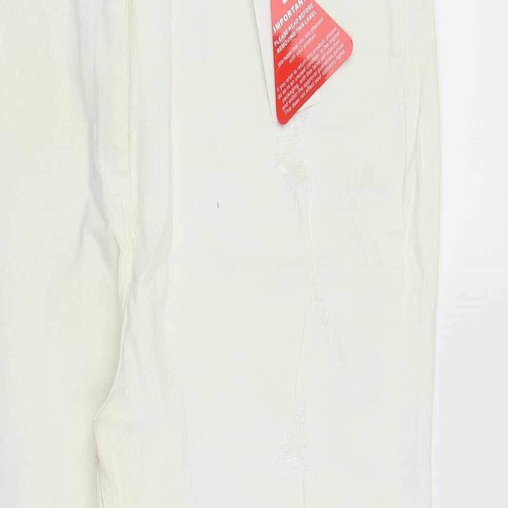 V By Very Womens White  Cotton Straight Jeans Size 22 L27 in Regular Zip