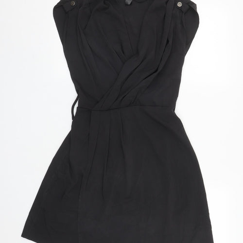 H&M Womens Black  Polyester Fit & Flare  Size 6  V-Neck